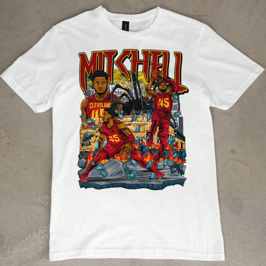 Donovan Mitchell Graphic T Shirt Cleveland Cavaliers Jersey Tee Basketball,Casual 100% Cotton Short Sleeve Tee For Men Women Mexican Street Daily Tren - White - View 1