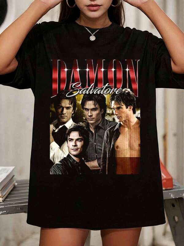 T-Shirt Vintage Damon Salvatore The V-VampireS Diaries, édition Bootleg Années 90