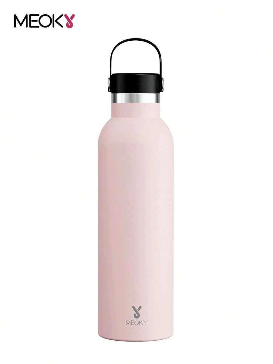Meoky 26oz/750ml 真空保溫不鏽鋼大容量水壺,附攜帶式手把蓋,長效保溫保冷旅行水瓶,適用於登山、露營、戶外運動、學校及日常使用 - 粉色 - 查看 1