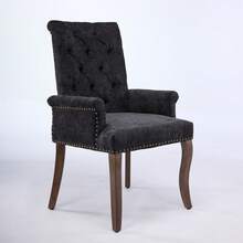 69 Cm Dining Chairs In Chenille For Kitchen And Dining Room - 深灰色 - 查看 3