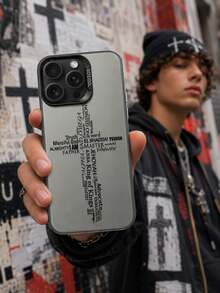 Text Art Cross Phone Case, Black English Word Cross Pattern, Unique Layout Design & Faith Theme Aesthetics. Compatible With IPhone 17/16/15/14/13 Pro Max And More Models, Full Coverage Shockproof Soft Silicone Material, Thickened Edge Cushioning, High-Definition Back Printing Wear-Resistant & Scratch-Resistant. Compatible With IPhone - Multicolor - View 4