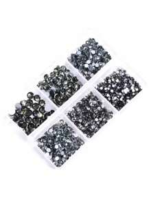Nueva caja de cristales de diamantes de colores con base plana de varios tamaños para decoración 3D de arte de uñas, strass - Rosa Pálido - Ver 11