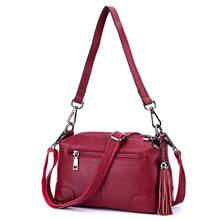 Bolso de hombro para mujer de cuero genuino, multicapa, nuevo modelo, conúltiples cremalleras, bolso cruzado de cuero suave y sencillo, versátil. - Azul oscuro - Ver 4