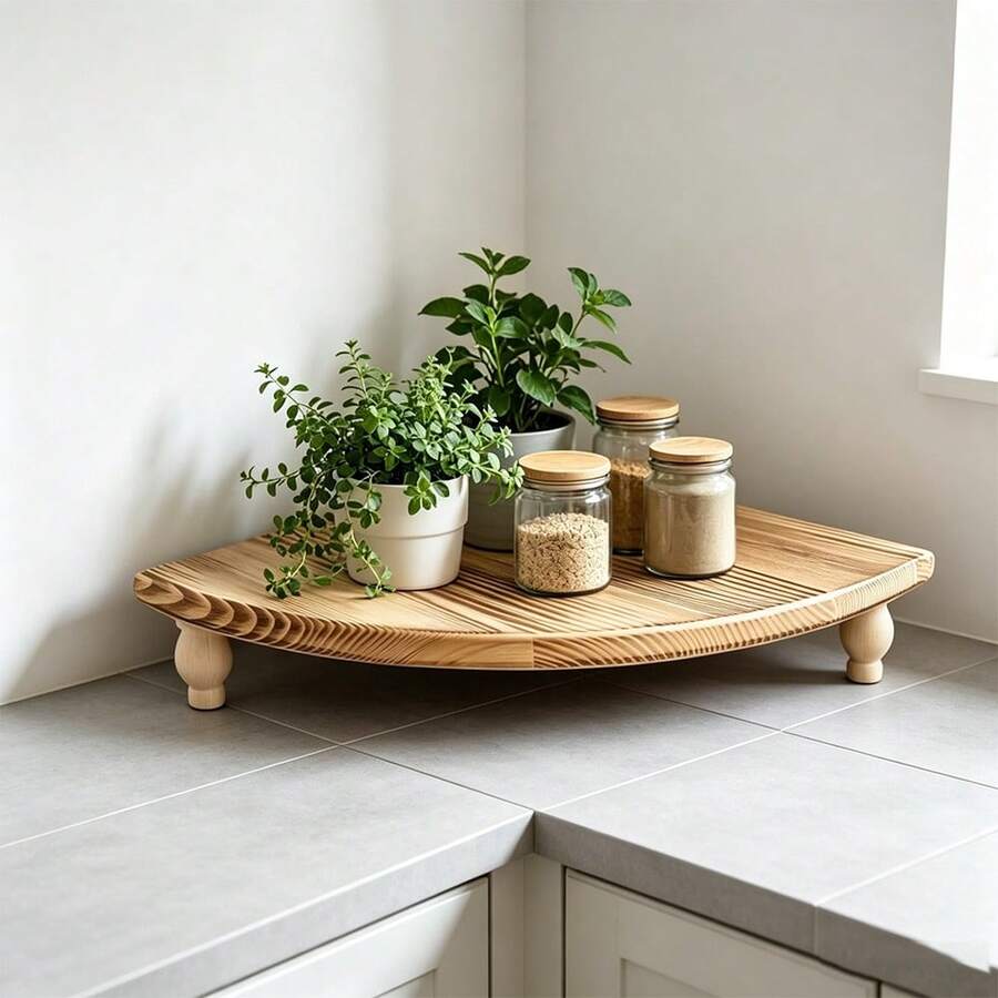 Vintage Wooden Corner Shelf - Multifunctional Retro Display Rack, Suitable For Kitchen, Coffee Bar, Farmhouse Decor, Bathroom And Dining Room, Space-Saving Small Item Storage Rack