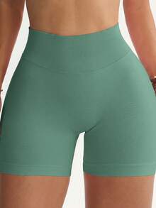High Waist Slimming Shorts, Hidden Lift Skinny Shorts, Curve Cycling Shorts, Women's Boyshort Panties, Waist Shaping, Curve Plus Size, Black Shorts, Sports Shorts, Tight Shorts, Women's Fitness Shorts - Dark Green - View 2
