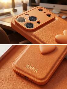 Customized Phone Case Compatible With IPhone 17 16 15 14 13 12 11 Pro Max 17 Air 16 15 14 Plus Compatible With Samsung S25 S24 S23 S22 S21 Ultra Plus S23 S21 S20 FE A55 A54 A53 A52 A51 A35 A34 A33 A32 A23 A21S A15 A14 A13 A12 A03 5G 4G Cover INS Luxury Korea PU Leather Case Personalized Initials Name 3D DIY Engraved Gold Letters Case Festival Gifts For Lover Friends Familly Yourself - Orange - View 6