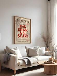 1 pieza, Arte de pared en lienzo, Decoración de pared enmarcada, Recibo de cajero vintage de Halloween, Eslogan "Come, Bebe, Juega, Acompañado de Emoción" Póster de lienzo con fuente de telaraña de thriller, Pintura de decoración de vacaciones oscuras vintage, Adecuado para decoración del hogar moderno, decoración de habitación, decoración de dormitorio, decoración de dormitorio, decoración de sala de estar, decoración de baño, decoración de cocina, decoración de comedor, decoración de sala de estar - Póster de telaraña - Ver 6