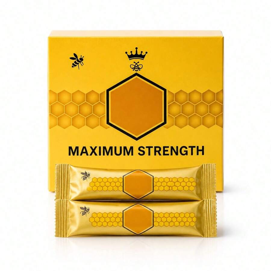 Natural Honey Jelly Sachets With Bee Pollen, Ginseng & Herbal Extract, Premium 12 Pack Full Box, 20G Per Sachet Natural Energy Supplement - 1 Item - View 1
