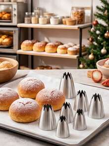 12Pcs Extra Large Stainless Steel Piping Tips Set, Seamless Icing Nozzles For Cupcakes And Cookies With Multiple Shapes To Pipe Buttercream And Baby Puree For Home Baking, Minimalist Metal Practical Gift For Cake Decorating Enthusiasts - View 8