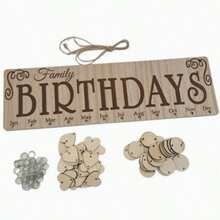 1 Set Wooden Birthday Calendar Reminder, Wall-Mounted Home Birthday Board With Labels. Wooden Birthday Calendar, Suitable For Home, Classroom, Office Display. Personalized Gift For Mom, Teacher, Grandma - Wood Color - View 4