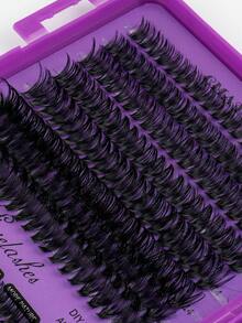CMAYOME 640pcs Cluster Curl False Eyelashes, Create Thick And Fluffy Natural Eye Makeup Effect. Set Includes Glue, Tweezers And Eyelash Brush, Large Capacity Single Cluster Eyelash Container, DIY Fox Eye Makeup Segmented Eyelash Extension, Eye Makeup Set. - Purple - View 10