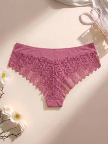 Aesletic European & American Sexy Lace Patchwork Seamless Comfortable Women's Triangle Panties - Watermelon Pink - View 3
