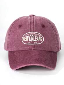 1/2件 多色復古字母 NEW ORLEANS 3D刺繡水洗柔軟頂棒球帽，適合街頭運動、戶外及日常使用 - 彩色 - 查看 6