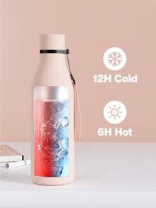 Meoky 17oz/500ml 磨砂運動水壺附手提帶 – 可樂造型不鏽鋼水瓶，柔軟觸感橡膠塗層，防漏雙層真空保溫，12小時保冷，適合健身、旅行、學校及戶外使用 - 粉色 - 查看 5