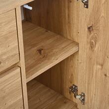 Oval Sideboard With Rattan, Sliding Doors, Drawers, Adjustable Shelves, Wood Effect, Metal Legs, - Natural - 查看 10
