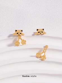 1 Paar süße Katzenohren Ohrringe, Legierung Ohrstecker, Vintage Tier Schmuck, Geschenk für Feiertage, geeignet für Frauen, Alltagstragen und Partys in jeder Jahreszeit - Stil 6 - Übersicht 7