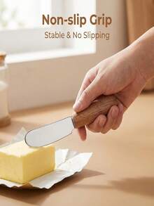 2pcs Stainless Steel Butter Spreader Set | Wooden Handle, Suitable For Cake, Cheese, Bread, Sauce, Baking | Convenient Kitchen Tool - View 4