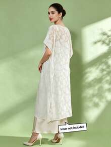 1pc Elegant Muslim Abaya Short Sleeve Dress For Women (Inner Layer Not Included) - White - View 6