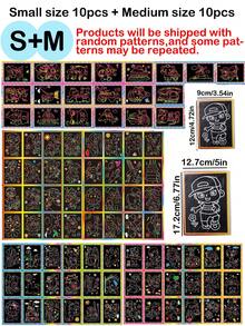 Rainbow Scratch Art Paper Sheets, Black Scratch Off Cards With Bamboo Stylus, Engraving Art Paper For Craft Projects, Scrapbooking & Decor, Styles Random Ship - Multicolor - View 11