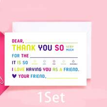 ThreeKin Collective Children's Fill-In-The-Blanks Thank You Cards With White Envelopes, Double-Sided Postcards | Fun Colorful Design For Birthdays, Holidays And Other Occasions - Colorful - View 7