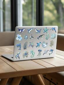 50pcs Marine Life Stickers Waterproof Transparent Stickers For Water Bottle, Notebook, Guitar, Refrigerator, Luggage, Scrapbook, Phone Case, Desktop, Wall, Room Decor, Home Decor, Suitable For Birthday Gift, Holiday Party Gift - 50pcs - View 3