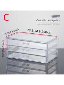 Caja de almacenamiento de maquillaje y cuidado de la piel, caja de exhibición de cosméticos transparente grande, caja de almacenamiento apilable con 3 cajones para tocador, juego de 2 piezas - Multicolor - Ver 8