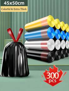 150pcs/Pack Heavy Duty Drawstring Trash Bags, Thick Black Garbage Bags For Kitchen & Bathroom, Leak-Proof, Puncture-Resistant, Self-Sealing, Suitable For Wet Waste, Home & Commercial Use, Trash Can Liners, Privacy Shield, Easy To Tear - A - View 18