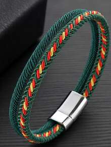 1pc Double Layer Colorful Woven Nylon Rope Bracelet, Magnetic Buckle Woven Rope Wristband, Multiple Colors Available, Handmade, Durable, Suitable For Men And Women, Suitable For Daily Casual And Outdoor Activities - Colorful Double-layer Bracelet - View 15