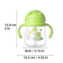 1pc 270ml Cartoon Straw Sippy Cup, Bear Design, Leak-Proof Straw Balance Cup With Handle, Suitable For 6 Months+, Silicone Straw, Clear Scale - Multicolor - View 10