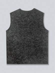 Simple Studio | Men's Vintage Rugged Style Washed Short Sleeve Tank Top | Suitable For Summer Wear | Comfortable & Breathable | Leading Fashion - Dark Grey - View 4