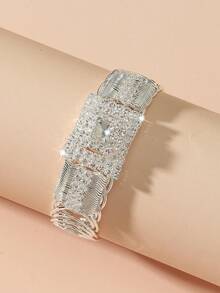 4-teiliges modisches Braut- und Hochzeits-Schmuckset mit verstellbarer Halskette, Ohrringen und elastischem Armband, geeignet für Hochzeitsfotografie, Brautjungfern, Abschlussball, Party und mehr, elegantes hochwertiges dekoratives Damenset - Verschiedenfarbig - Übersicht 4