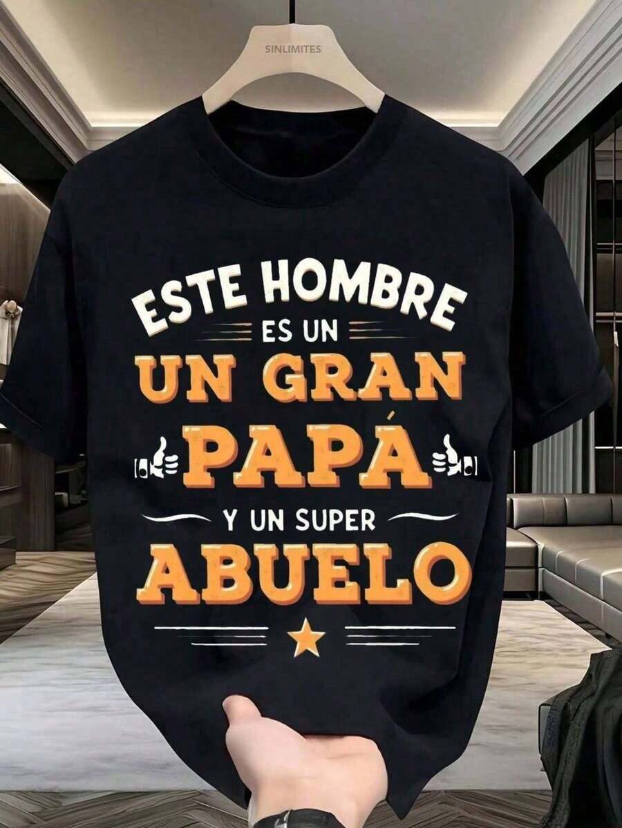 Camiseta para hombre: Ideal para el Día del Padre, un regalo genial para papás y abuelos, diseño español, verano, ligera, transpirable, camiseta de manga corta (Talla S M L XL XXL XXXL) - Negro - Ver 1