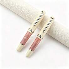 Jinhao Short 82 Fountain Pen, Pink Marble Pattern Acrylic And Ivory White Barrel, Gold Decoration, M Nib, Smooth Writing, Business Office School Signature Pen - Short 82 - View 6