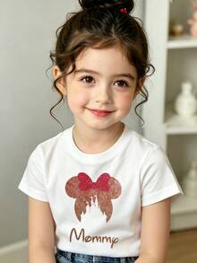 Disney Summer New Style Minnie Mouse Printed Breathable And Skin-Friendly T-Shirt For Babies And Toddlers - Casual And Versatile Round Neck Short Sleeve Top - 白色 - 查看 1