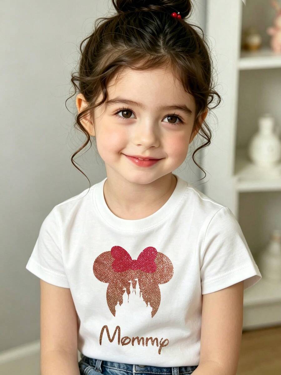 Disney Summer New Style Minnie Mouse Printed Breathable And Skin-Friendly T-Shirt For Babies And Toddlers - Casual And Versatile Round Neck Short Sleeve Top - 白色 - 查看 1