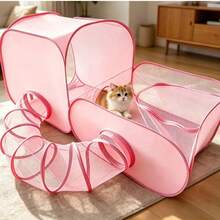 1 pieza Valla plegable para mascotas portátil comprimida elástica con forma para deportes al aire libre y viajes, color rosa - Rosa - Ver 5