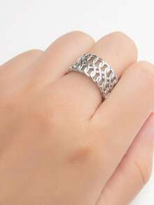 1 pieza Anillo de cara ancha simple para regalo de citas, uso diario - TJZ034 - Ver 6