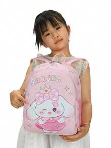 1pc Kindergarten Backpack For Girls, Cartoon Design, Lightweight Double Shoulder Bag For Preschool/Kindergarten Entry - A - View 13