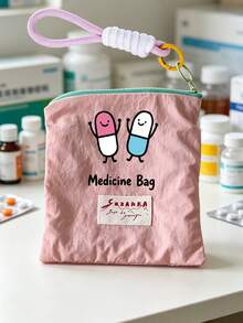 Macaron Color-Block Storage Bag With Lanyard, Medicine Storage Bag, Passport Storage Bag, Can Be Hung On Bags For Organizing Pills And Small Accessories, Document Storage Bag, Large Capacity Makeup Bag, Nylon Zipper Toiletry Bag, Makeup Bag, Convenient Thin Lipstick Storage Bag, Coin Purse, Toiletry Bag, Travel Essential, Back To School Gift, Suitable For Organizing Pills, Small Accessories, Capsules, Chewable Tablets - Multicolor - View 1