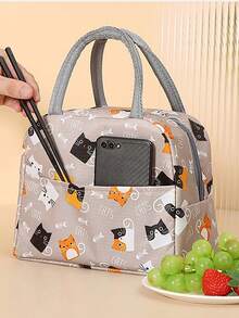 Large Capacity Fresh Print Five-Pointed Star Candy Cat Watermelon Insulated Lunch Bag With Ice Pack, Portable Handheld Lunch Box Suitable For Men And Women, Cold And Heat Insulation Handbag For Work, Picnic, Travel - Multicolor - View 7