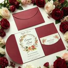 20pcs Tri-Fold Pocket Wedding Invitation Covers, Engagement XV Birthday Baptism Minimalist Invitation Envelopes, DIY Invitations, 5*7 Inch Invitation, Pocket Style Invitation, Customized Invitation Best Gift, Wedding Decor, Home Decor - Semicircle - View 1