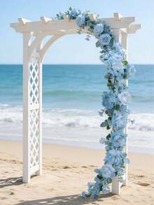 1pc Light Blue Artificial Chrysanthemum Vine, Soft Synthetic Spring Floral Garland With Delicate Petals, Suitable For Wedding Party Home Living Room Wall Balcony Railing Dining Table Decoration - Multicolor - View 6