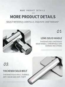 1 buah Kunci Baut Pintu Stainless Steel, Kunci Geser Persegi 1,2/3/4/6 Inci, Kunci Silinder Pemasangan Permukaan, Cocok Untuk Lemari, Kamar Mandi, dan Ruangan Serbaguna - Pin persegi - View 8