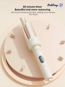 PinkSings One-Touch Automatic Curling Iron 32mm Barrel, Left & Right Auto Curling, 4 Temperature Modes, Negative Ion Generator, Smart Timer & Sensor, Auto Shut-Off, Perfect Christmas Gift - Apricot - View 7