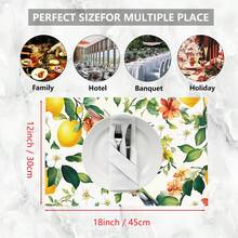 1pc/4pcs/6pcs, Home Decor, Floral & Bird Pattern Printed Linen Placemats, All-Season Use, Suitable For Dining Table, Washable Placemats, Coasters, Kitchen Placemats, Home Goods, Kitchen Supplies, Table Decor - Multicolor - View 10