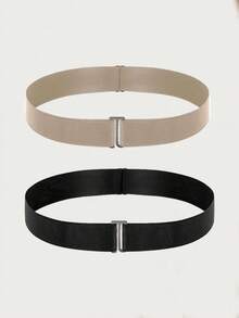 1/3pcs Plus Size Belts For Women, Invisible Stretch Belt For Women Plus Size, No Show Belts, Elastic Strap Flat Buckle Adjustable - Black Buckle - View 7