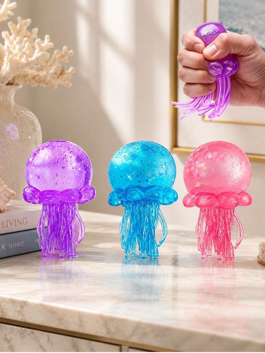 Jellyfish Squeeze Toy, Soft Slow Rebound Sensory Stress Relief Toy, Relieve Anxiety, Relax Hands And Mind, Suitable For Office, Home And Study, Ocean Aesthetic Desktop Decor And Stress Relief Accessory | Creative Party Favor, Gift Bag Filler And Unique Gift, Cute Ocean Themed Sensory Toy - Multicolor - View 1