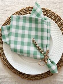 2/6/12pcs Fresh Plaid Napkins, Multi-Color Baking Photography Cloth, Food Mat, Fruit & Western Meal Placemat, Heat-Resistant, Washable & Reusable, Suitable For Picnic, Party, Restaurant, Living Room, Home Daily Decoration - Green - View 1