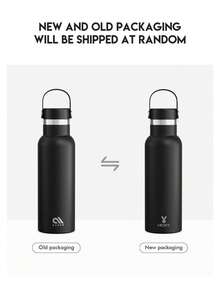 Meoky 17oz/500ml 真空保溫不鏽鋼水壺，附攜帶手柄蓋，大容量且易於攜帶，長效保溫保冷，適合學生、辦公室、健身房及戶外旅行 - 黑色 - 查看 2