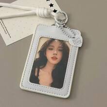 Photo Card Holder Keychain - 1pc PU Leather Wallet Size Photo Card Holder With Detachable Metal Chain, Cute Double Slot Protective Case, Suitable For Idol Photo Cards, ID Cards And Credit Cards - Lanyard + Card Holder + Heart-shaped Pendant - View 4